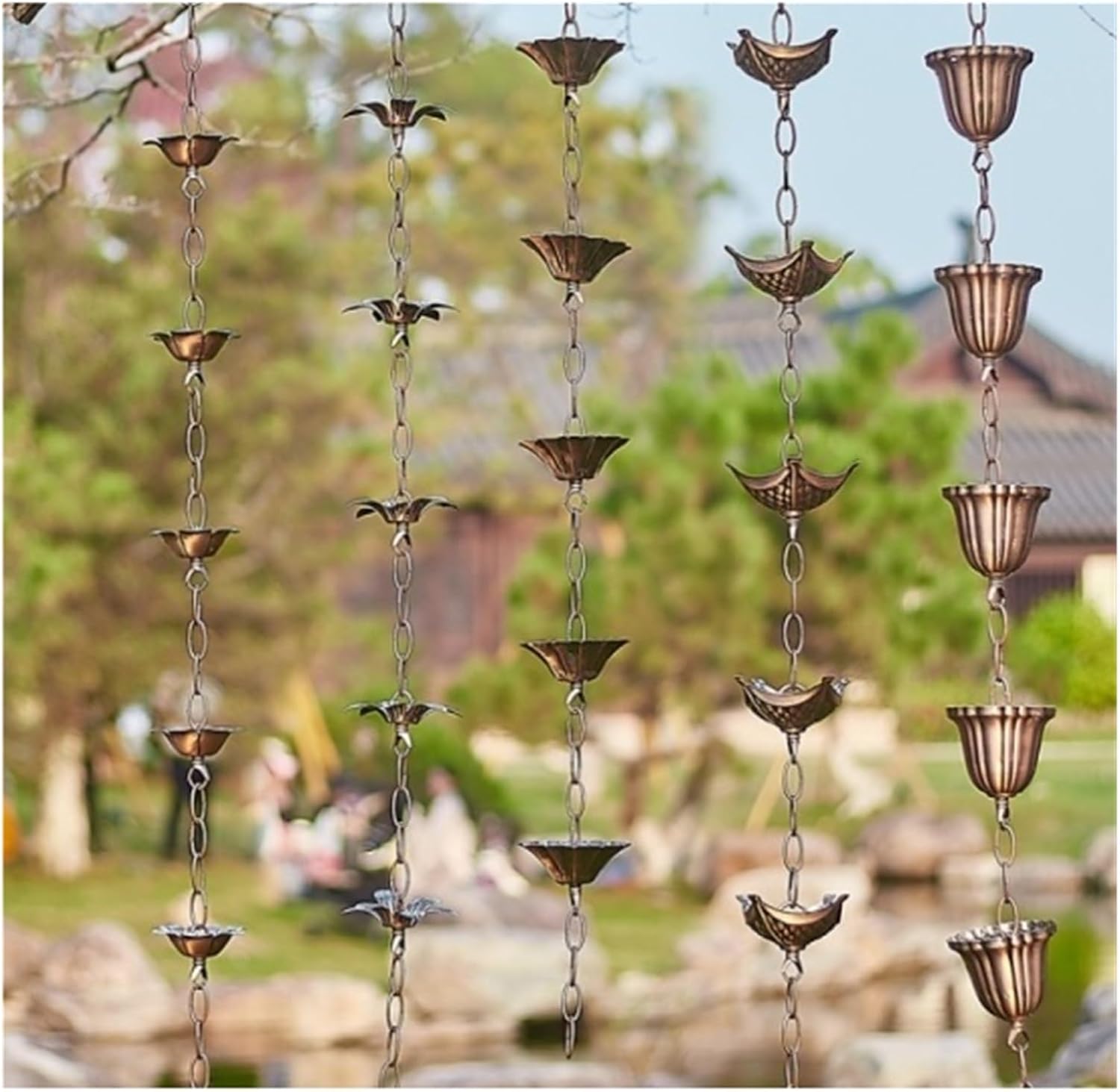 レインチェーン 傘の桶 13個 銅色 250cm 雨どい部品 雨樋 Amazon.co.jp